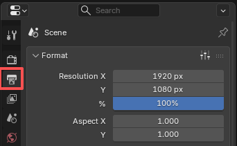 Blender Output Properties 面板 Format 区块位置